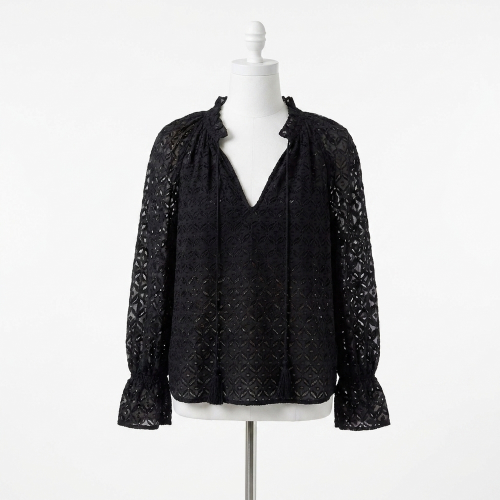 NEW VERONICA BEARD maxime lace blouse in black/gold
